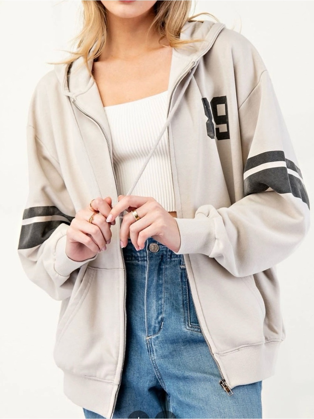 Varsity Zip Up Long Sleeve Jacket